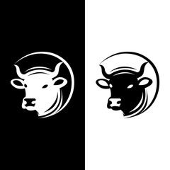  Black and white cow head logo design