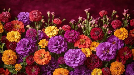 Vibrant Carnations And Marigolds Against