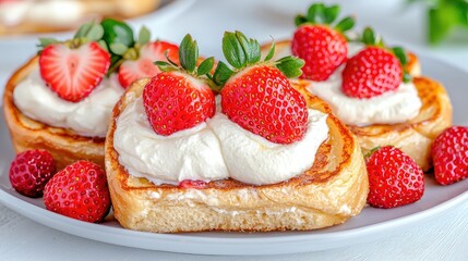 Delicious strawberry french toast breakfast