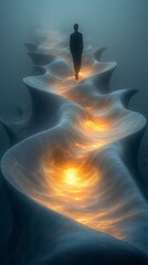 Conceptual Dreamlike Image of a Path to Enlightenment in the Sea photo