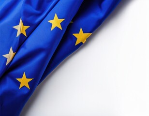 European flag draped elegantly with stars visible against a clean white background