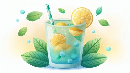 Refreshing Lemonade with Blueberries and Lemon