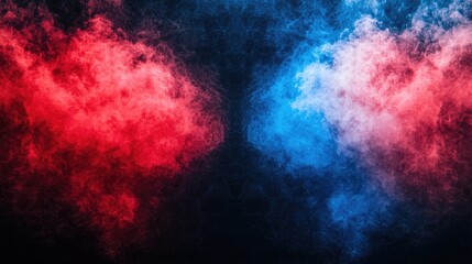 Fototapeta premium Red and blue smoke swirls, dark background, abstract art, design element (8)