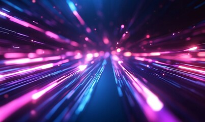Obraz premium Abstract light streaks, pink, blue, purple, glowing, dynamic, energy, speed, motion, technology, futuristic.