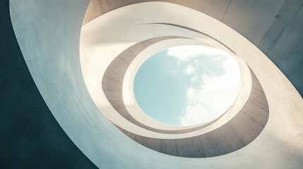 Fototapeta premium Abstract spiral staircase with skylight