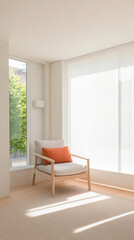 Fototapeta premium Cozy corner with a chair and natural light in a modern interior space