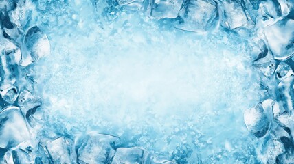 Ice cubes background, copy space for text 