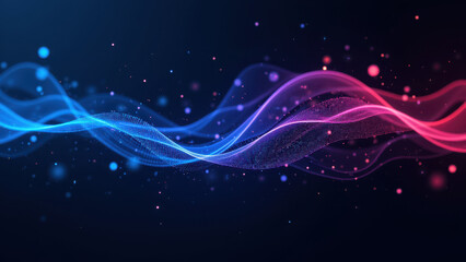 Fototapeta premium An abstract digital illustration with a futuristic theme featuring vibrant colors, flowing lines, and dots, representing concepts like ci/cd, docker, kubernetes, and devops.