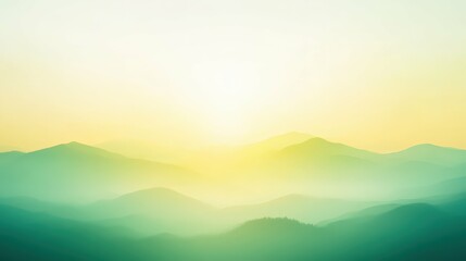 Fototapeta premium abstract background with a campsite nestled in a valley at sunrise, soft green and yellow tones, clean and natural minimalist design