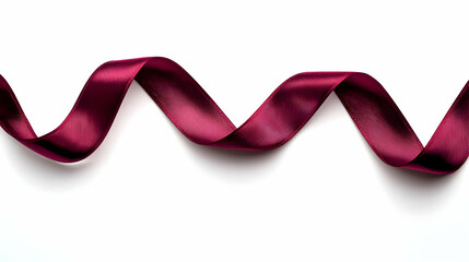 Elegant Crimson Ribbon with Silk Texture on White Background