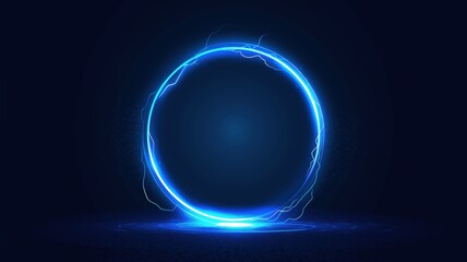 Fototapeta premium Illustration of lightning with a glowing ring on a dark blue background