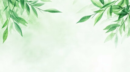 Fototapeta premium abstract background with semi-transparent leaves, rich green tones, clean and natural minimalist composition, modern design