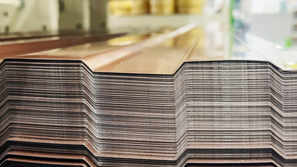 profiled sheet for a fence in a hardware store