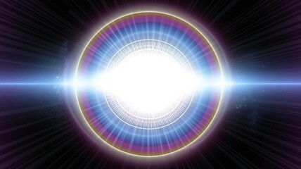 light with rainbow-like colors radiating on a dark background