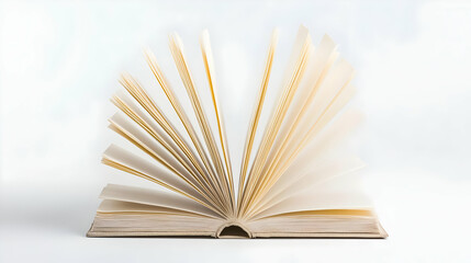 Fototapeta premium Open Book with Fanning Pages on a White Background