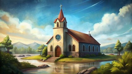 Fototapeta premium Church by the River