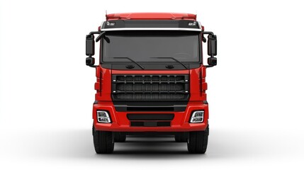 Red dump truck front view, studio shot