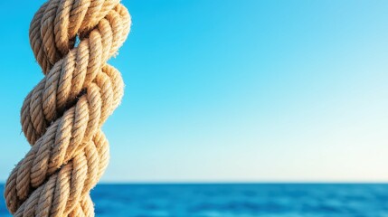 Nautical adventure theme with ship's wheel and ropes by the sea for unique design