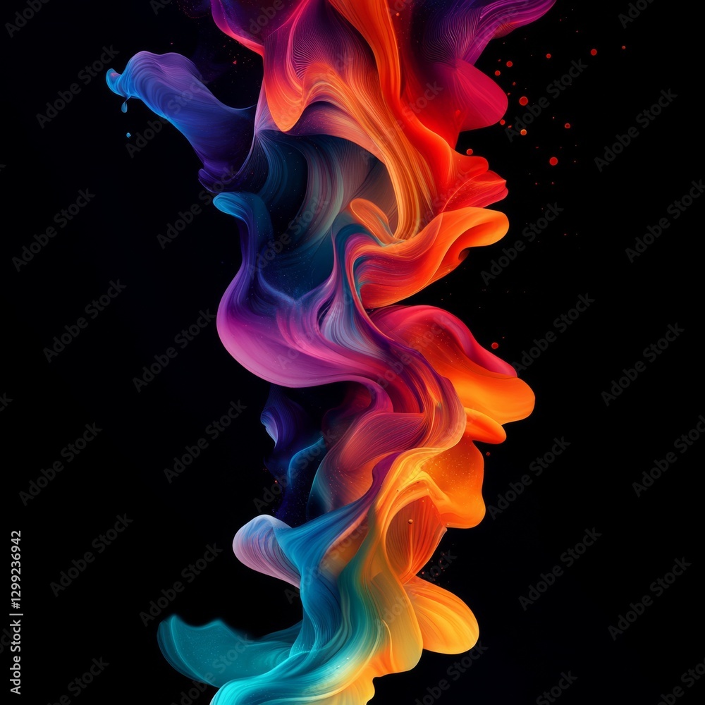Fototapete dynamic gradient flow: abstract swirl of vibrant colors on black canvas, a captivating visual journe