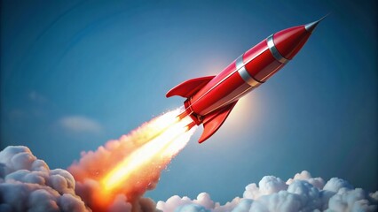 Red Rocket Launching into Space