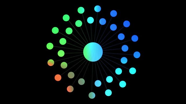 Circular, Radial Dashed Line Burst  for video background.multi colour beautiful animation video,