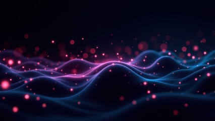 Fototapeta premium A vibrant digital visualization of a wave with a fusion of colors representing elements of cloud computing, data centers, and network connectivity.