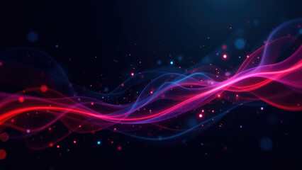 Fototapeta premium Dynamic abstract digital illustration with vibrant colors resembling a flowing cloud or energy wave with particles and dots that could represent ci/cd processes.