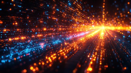 Fototapeta premium Abstract Digital Tunnel: A Symphony of Light and Energy