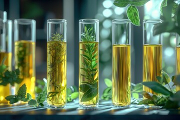 Herbal Oils in Glass Test Tubes