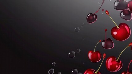 Fototapeta premium Stunning Cherries in Motion: A Digital Fruit Illustration