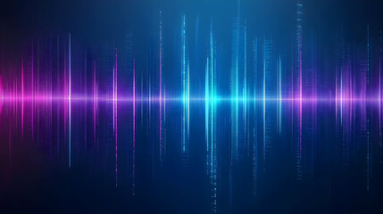 Digital Abstract Waveform Visualization With Blue And Purple Light Effects