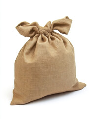 Burlap sack tied with twine, isolated