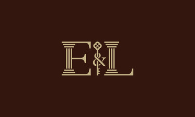 E and L key pillar minimalistic monogram logo design