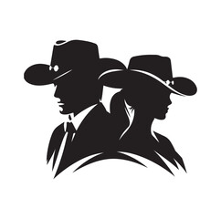 Cowboy couple silhouette vector illustration