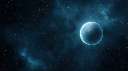 Fototapeta premium Vast cosmic expanse, blue planet amidst starry sky. explore the universe and discover celestial wonders