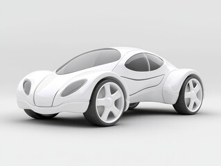 Sleek white car with detailed wheels, stunning display of automotive design on gray backdrop