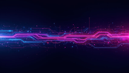Obraz premium Futuristic abstract network with cybernetic blue lines on dark background.