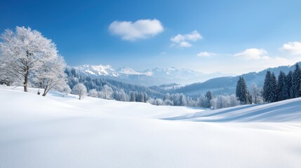 Obraz premium Breathtaking panorama of snowcapped mountains in winter wonderland majestic