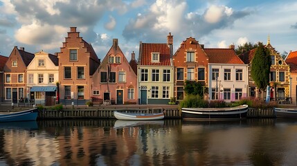 Canals of the old town of Volendam, Holland.