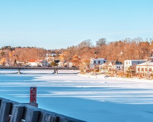 frozen lake in winter