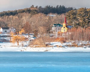 winter landscape with houses