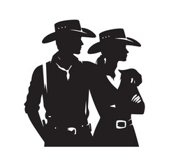 Cowboy couple silhouette vector illustration