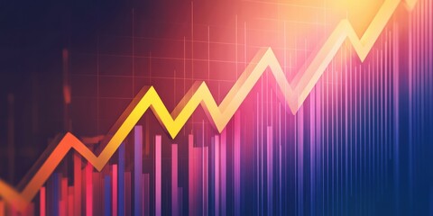 Fototapeta premium Infographic analysis of rising business trends with colorful upward arrows in digital space