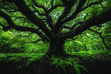 Fototapeta premium Majestic Tree in Lush Green Forest