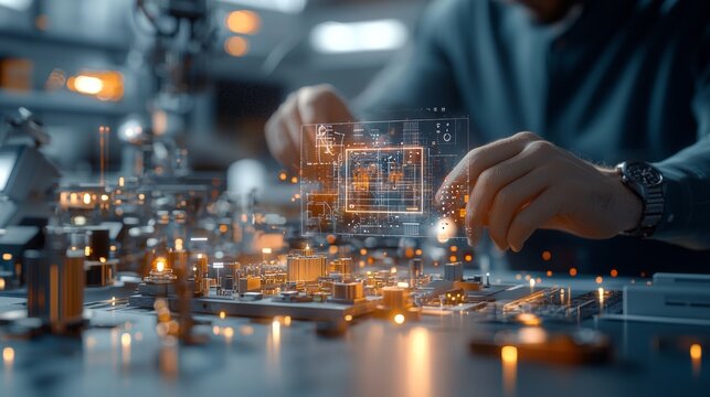 Innovative technology development high-tech laboratory digital visualization futuristic environment close-up view engineering concepts for enhanced productivity