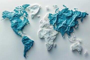 Stylized world map in soft lighting showcases countries adopting inclusive education policies with textured materials