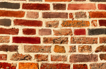 Old red brick wall background and texture	