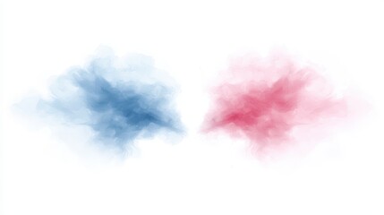 Fototapeta premium Abstract smoke plumes, vibrant colors in wispy textures against a clean white background
