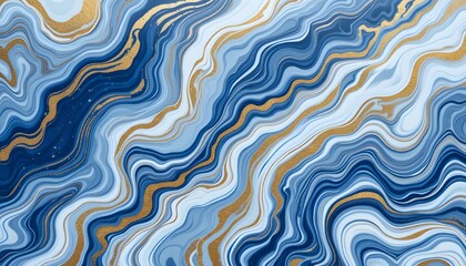Abstract Liquid Marble Texture in Blue and Gold