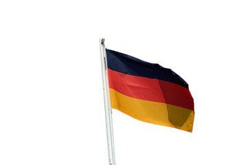 Waving German flag proudly against a bright sky creates a striking symbol of national identity and unity